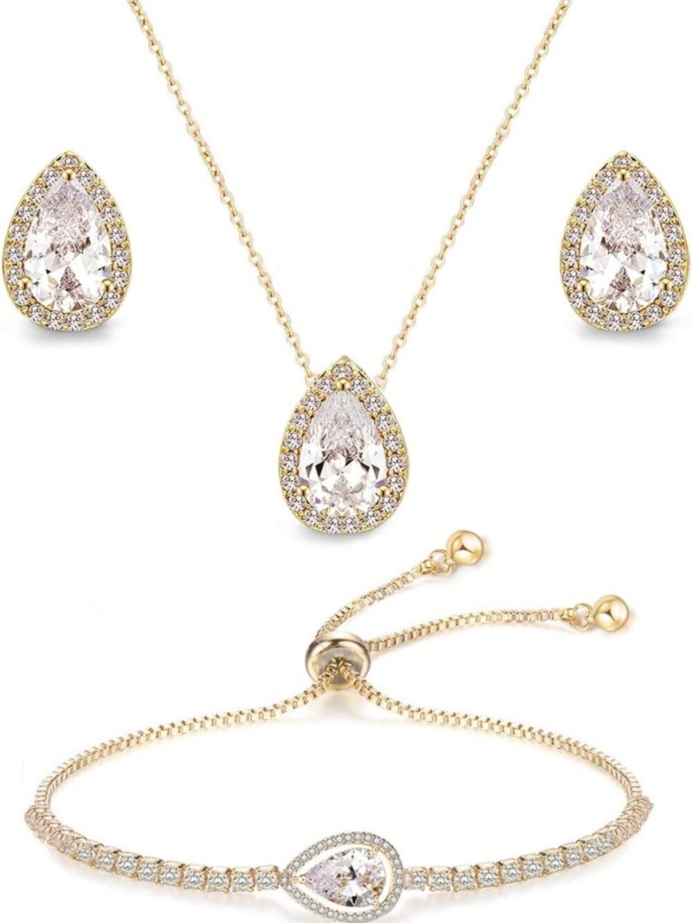 Elegant Teardrop CZ Jewelry Set for Women - Perfect Bridesmaid & Wedding Gift